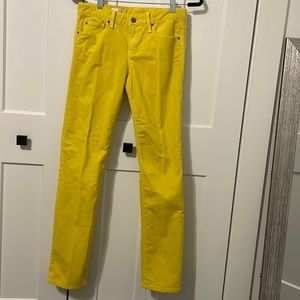 Yellow Corduroy stretchy GAP straight leg pants size 27
